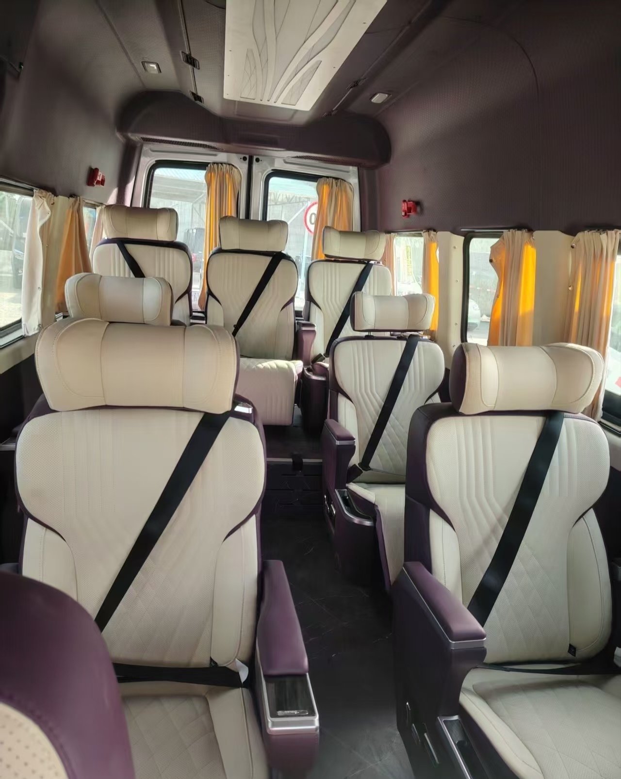 Individual Transit passenger chairs viewed toward the front cabin