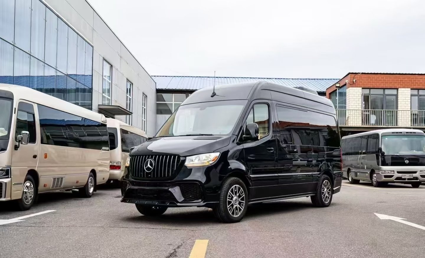 Black Mercedes-Benz Sprinter exterior — vehicle conversion reference